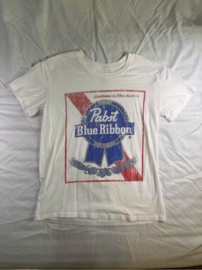 Pabst Blue Ribbon White Graphic Short-Sleeve Tee